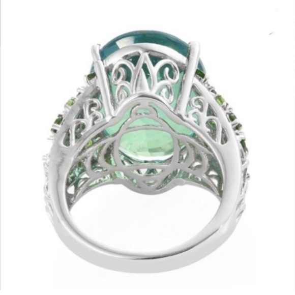 STERLING SILVER PEACOCK QUARTZ RING SIZE 6 - Picture 2 of 8